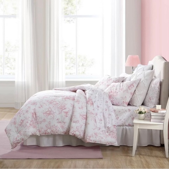 ELEGANT Pink Floral Comforter Set TWIN XL - Picture 3 of 8